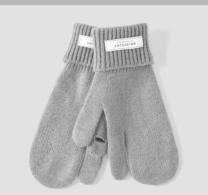 Winter Wool Female Cute Fingerless Touch Screen Plus Velvet Warm Knitted Gloves