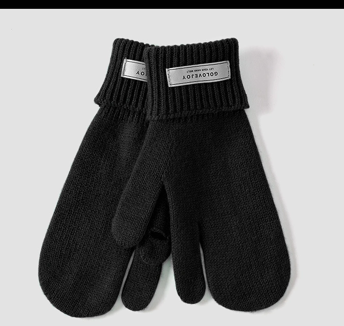 Winter Wool Female Cute Fingerless Touch Screen Plus Velvet Warm Knitted Gloves