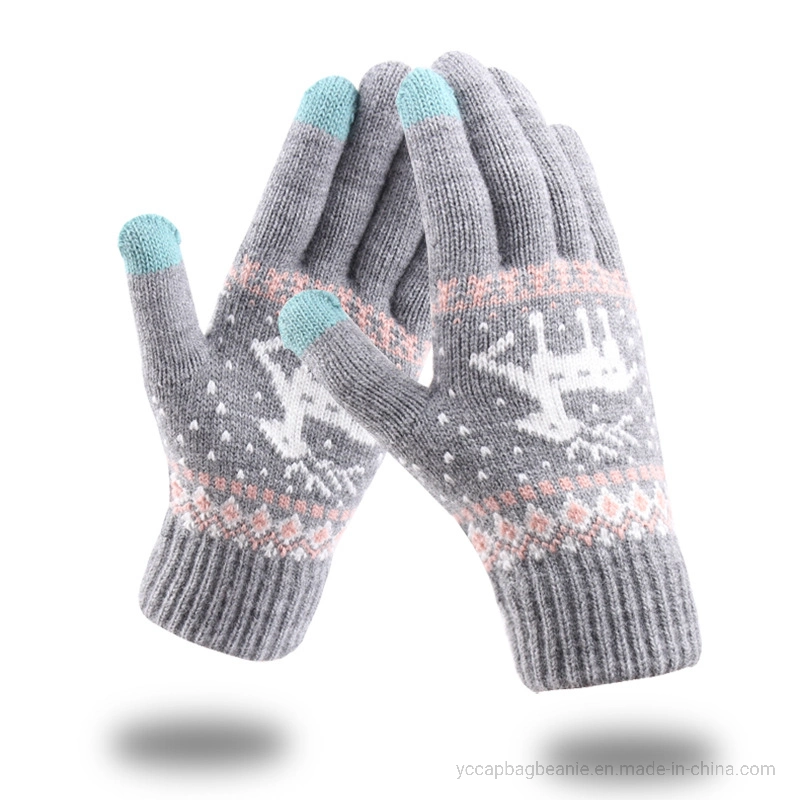 Custom Fashion Acrylic Winter Knitted Ladies Magic Knit Glove