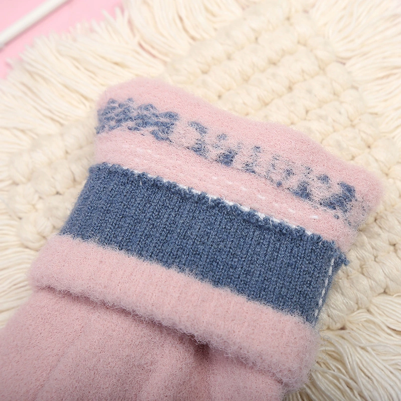 Processing Custom Knitted Wool Men Women Cute Cartoon Warm Cold Winter Fleece Gloves