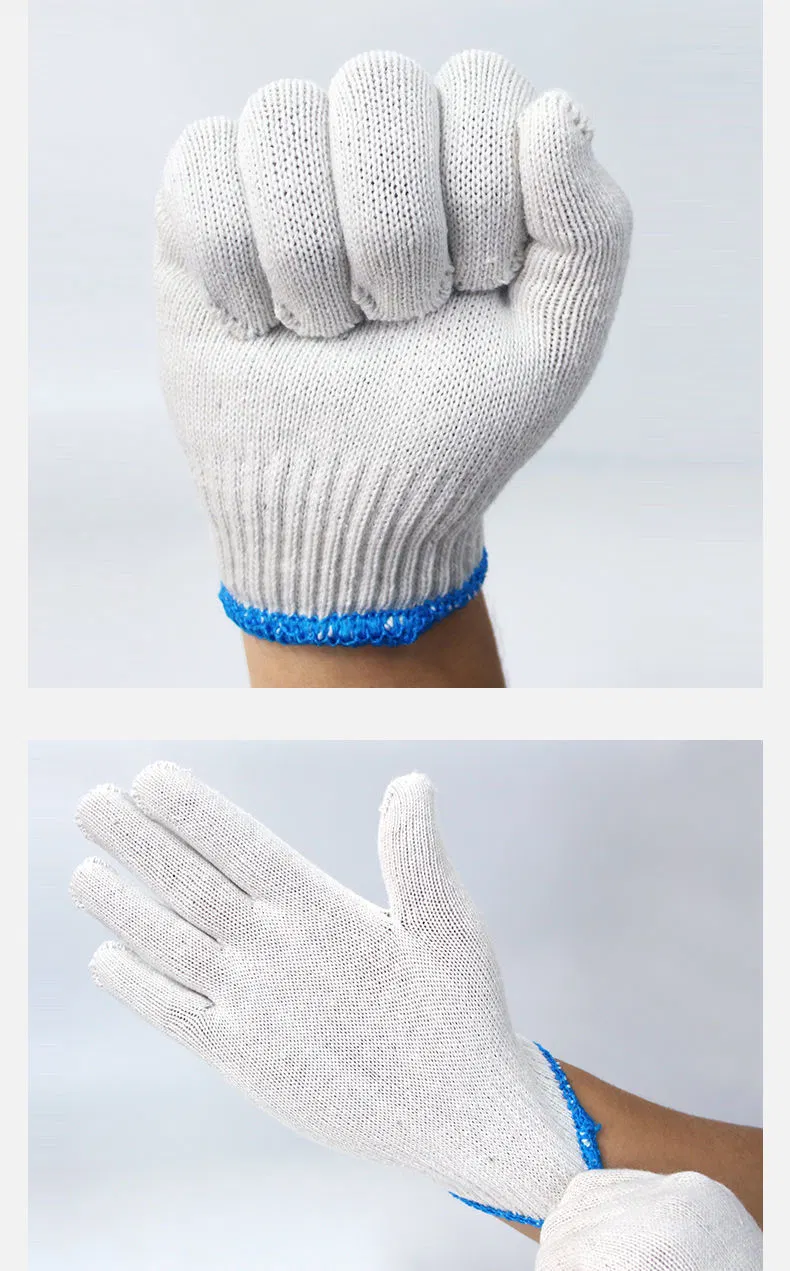 China Wholesale White 7/10gauge Cotton Knitted Glove Hand Guantes Safety Work Gloves