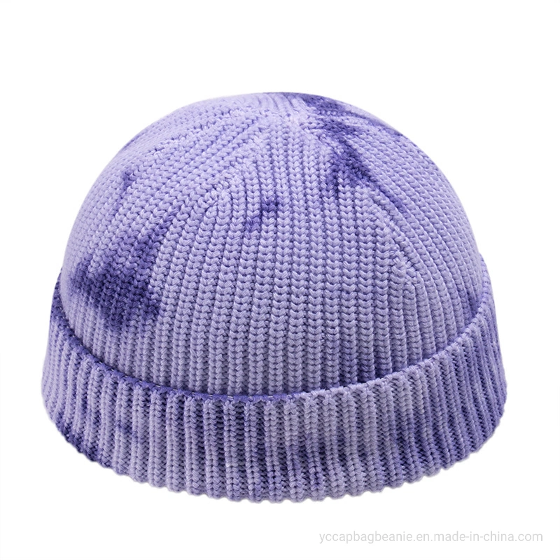 Custom Winter Warm Acrylic Tie Dyed Knit Bobble Beanie Hat