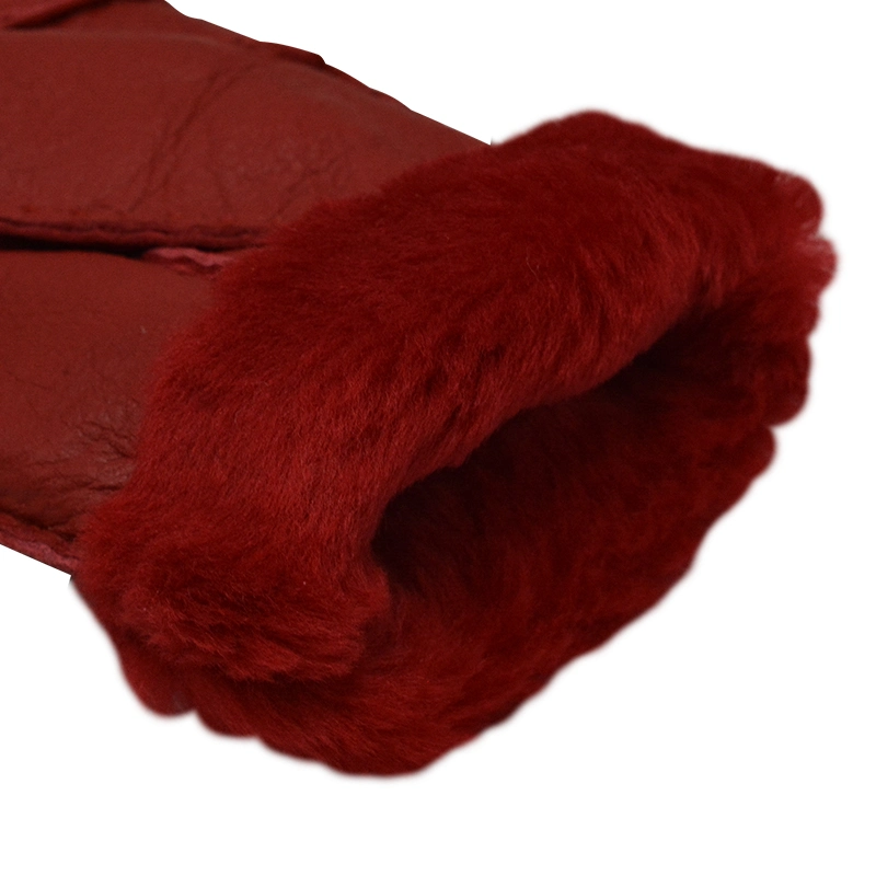 Custom Fashion Elegant Cheap Hand-Sewing Genuine Sheepskin Shearling Winter Gloves for Kids