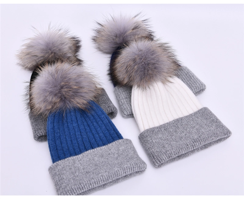 New Arrival Unisex Soft Slouchy Women Man Boys Beanie Winter Ski Warm Hat with Pompom Fur