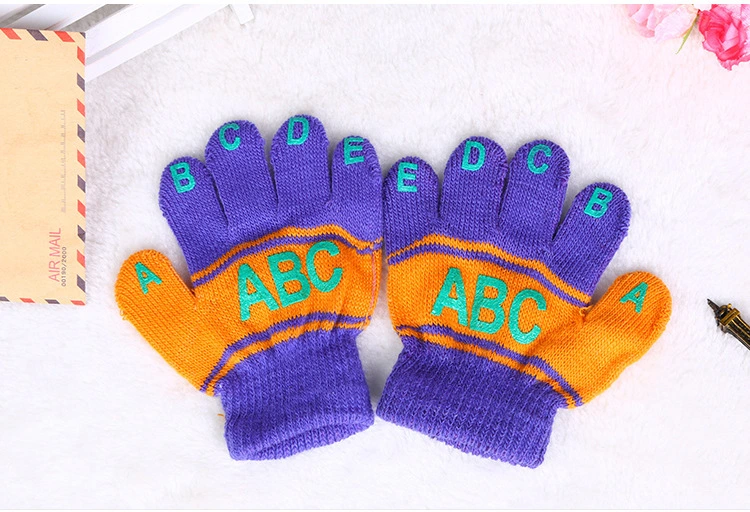 Kids Children Baby Kindergarten Alphabets a B C ABC Knit Magic Gloves Winter Warm