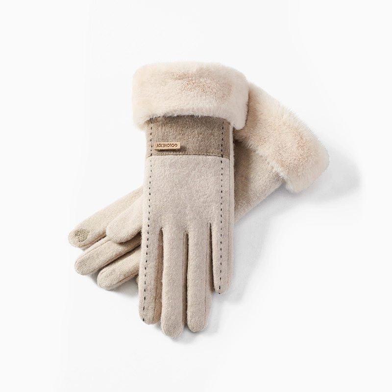 Women&prime;s Wool New Winter Cycling Warm and Fleece Shell Touch Screen Gloves