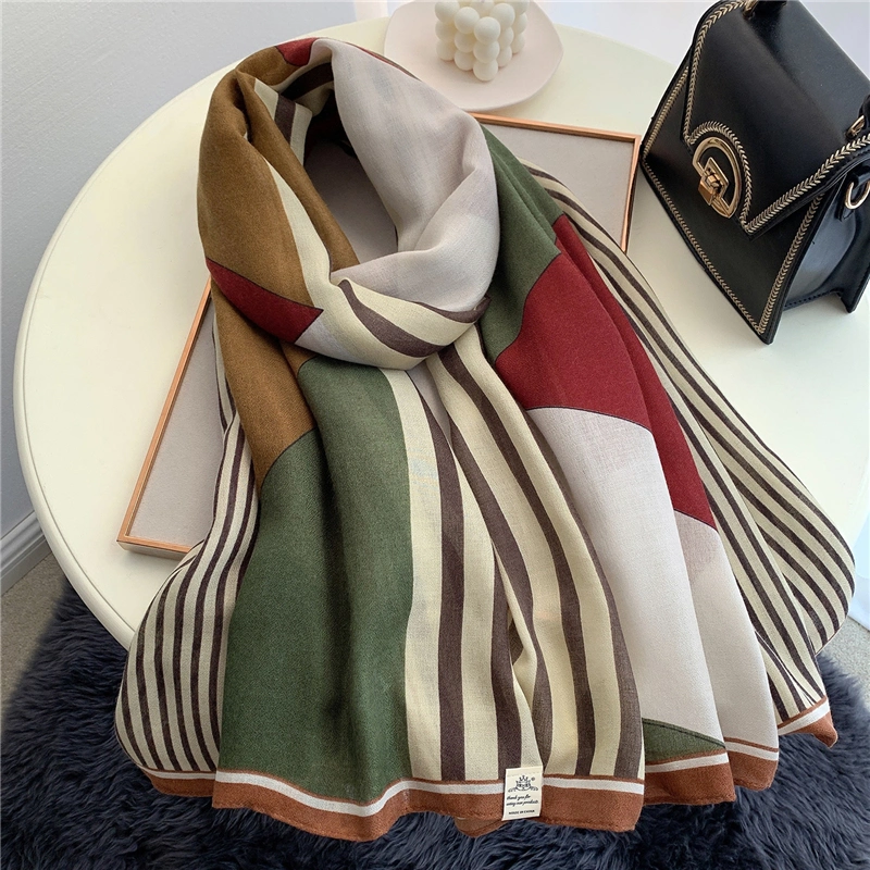 Women Scarf Fashion Plaid Print Cotton Hijabs Scarves