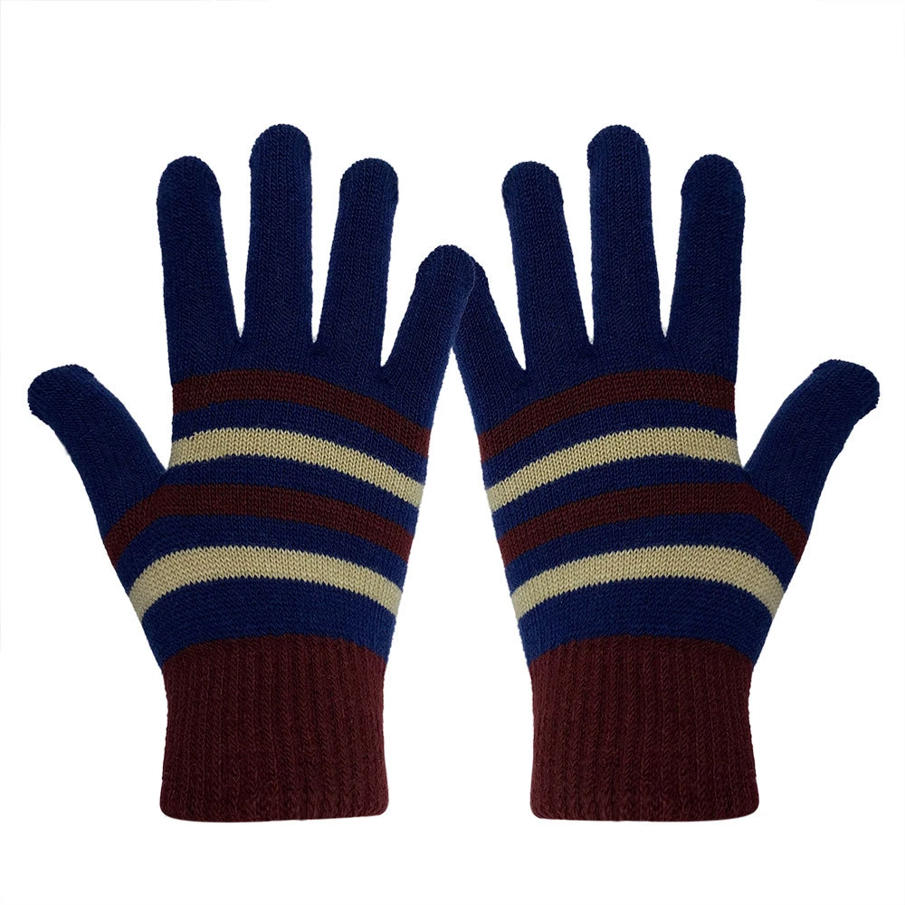 Adult Fashion Personality Knitted Rib Stripe Full Finger Winter Cold Warm Magic Gloves