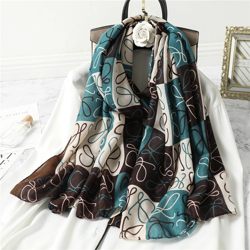 Women Scarf Fashion Plaid Print Cotton Hijabs Scarves