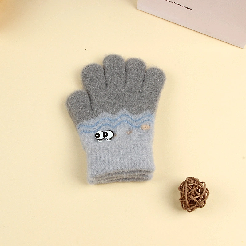 Children&prime;s Autumn Winter Outdoor Anti-Freezing Students Cute Cartoon Jacquard Baby Warm Gloves