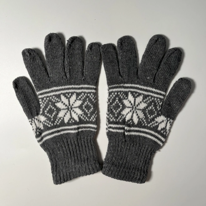 Cheap Christmas Snowflake Winter Magic Gloves Knitted Thermal Cold-Proof Jacquard Recycled Yarn