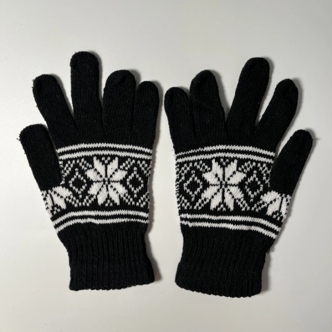 Cheap Christmas Snowflake Winter Magic Gloves Knitted Thermal Cold-Proof Jacquard Recycled Yarn