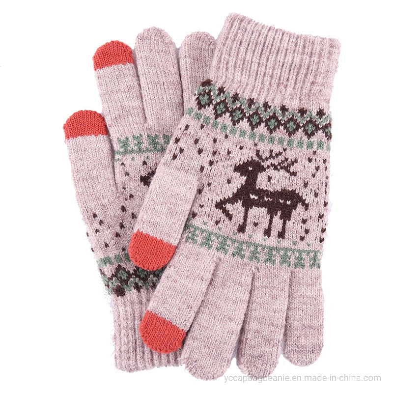 Custom Fashion Acrylic Winter Knitted Ladies Magic Knit Glove