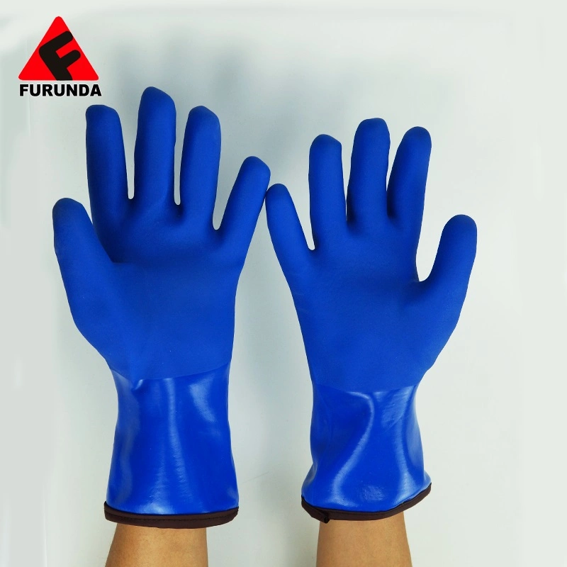 Blue PVC Winter Use Chemical Resistance Fishing Work Glove