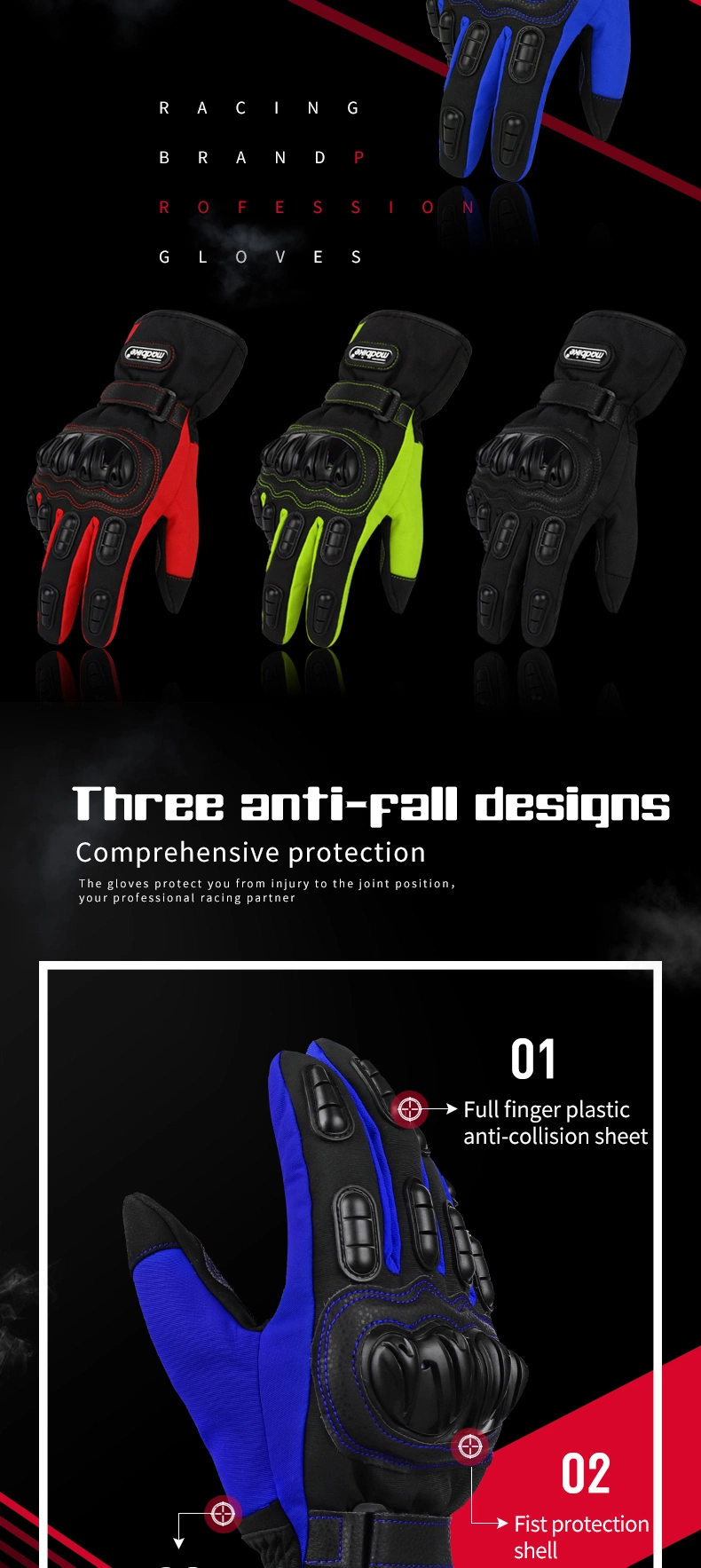 Wholesale Full Finger Custom Motorcycle Gloves Touchscreen Motocross Gloves Cheap Winter Touch Screen Riding Racing Gloves