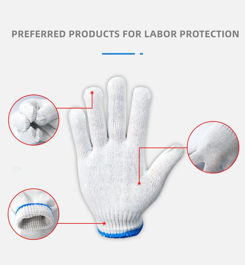 China Wholesale White 7/10gauge Cotton Knitted Glove Hand Guantes Safety Work Gloves