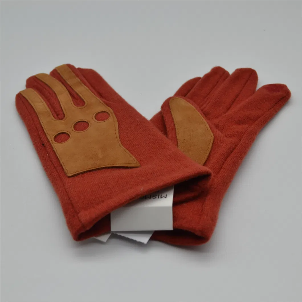 100% Wool Gloves Winter Female Women Velvet Thick Riding Warm Touch-Screen Five Fingers Gloves