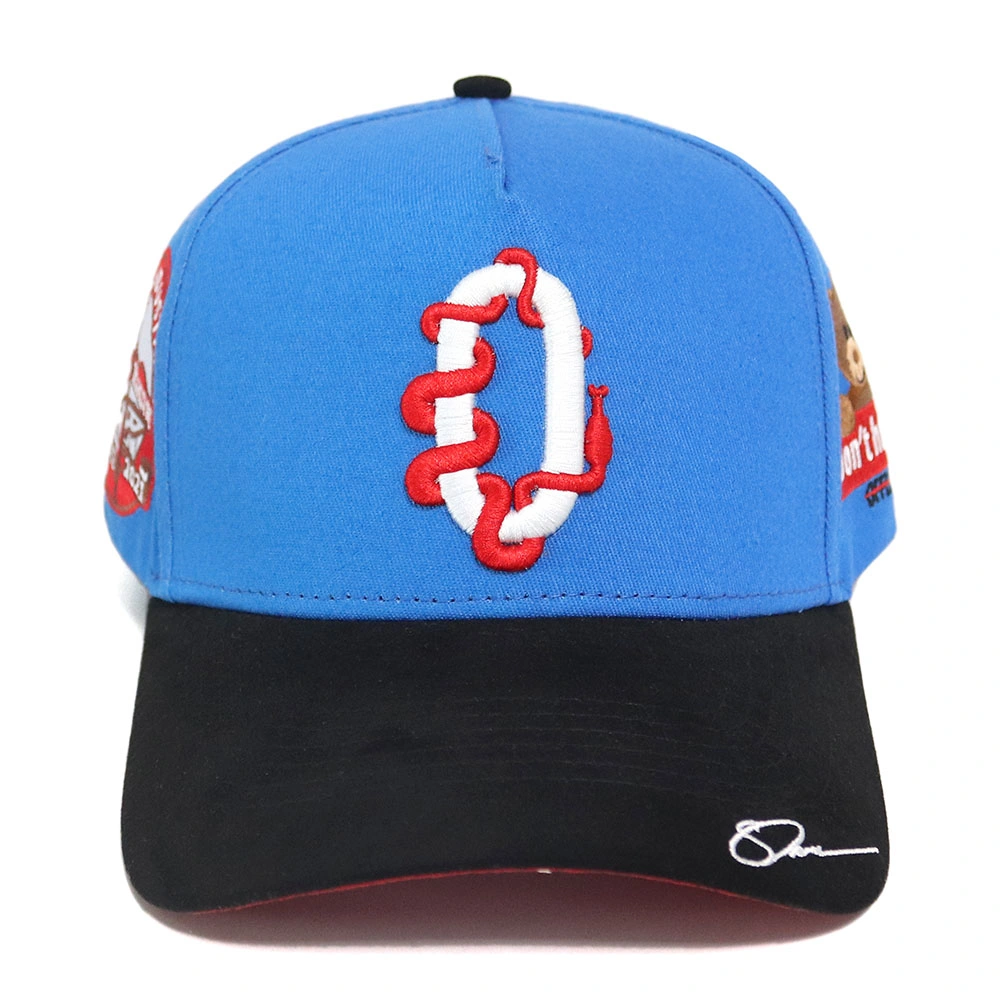 Personalized Comfortable Blue Baseball Cap with 3D Embroidery Made of Pure Cotton Fabric