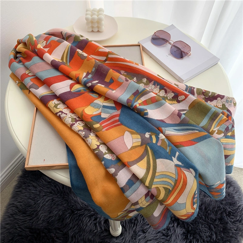 Women Scarf Fashion Plaid Print Cotton Hijabs Scarves