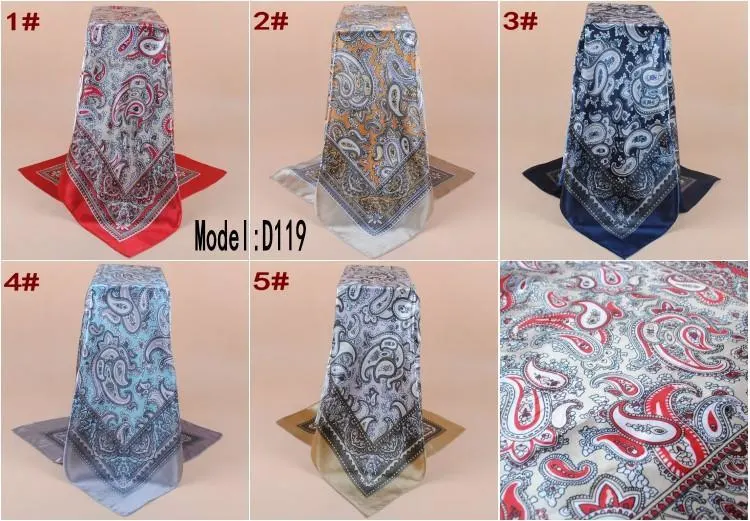 Classic Paisley Cashew Floral 90cm Square Satin Scarf Women&prime; S Vintage Print Scarf