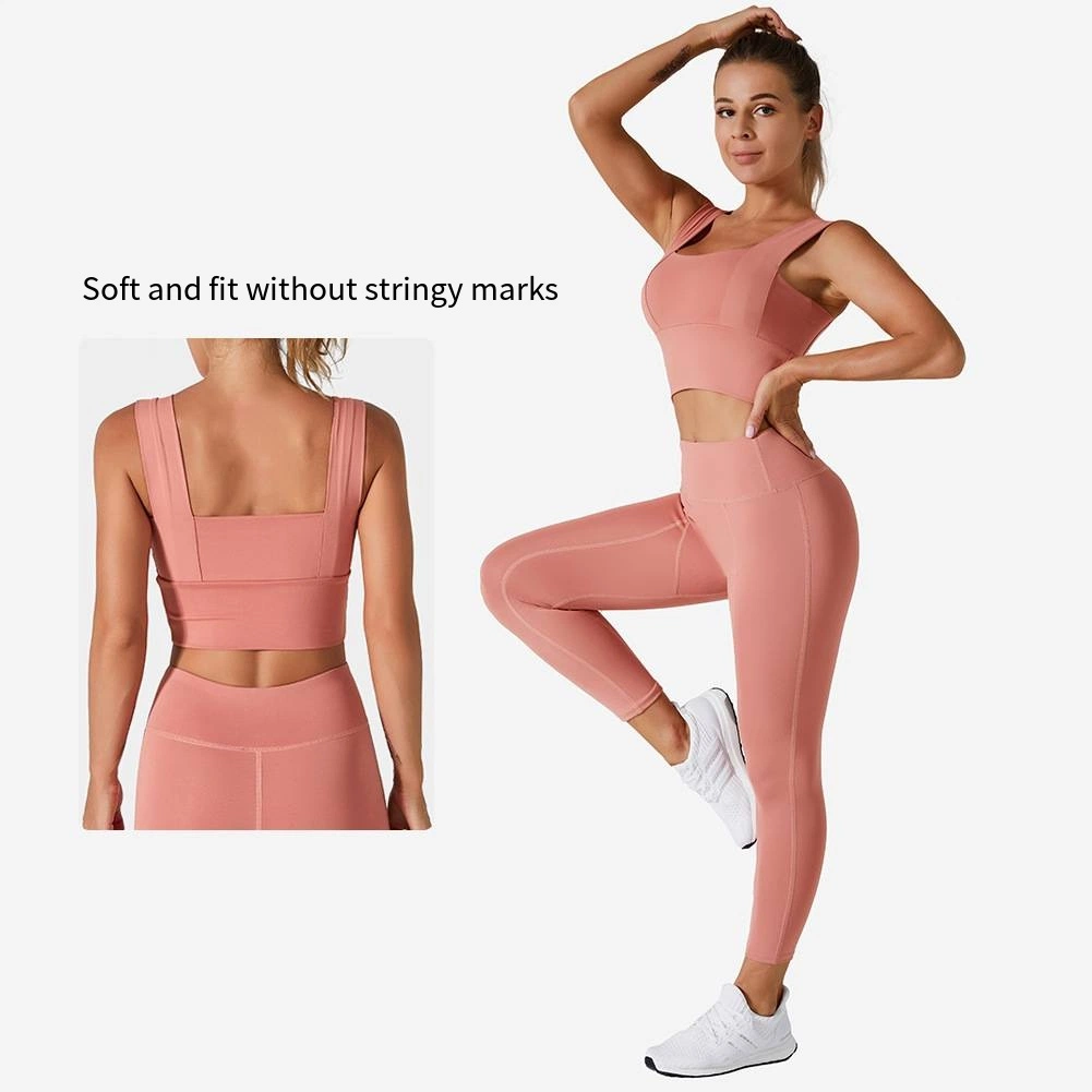 Young Lady Girl Fashion Wholesale Custom High Quality Breathable Soft Fitness Running Track Sports Yoga Wear Tank Tops with Bra