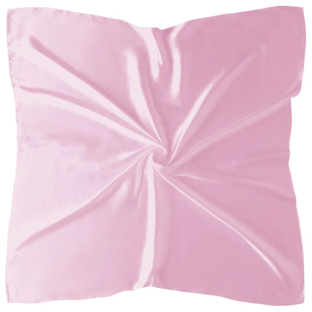 Square Satin Lovely Pink Soild Silk Hairband Scarf for Head Wrap Sleeping