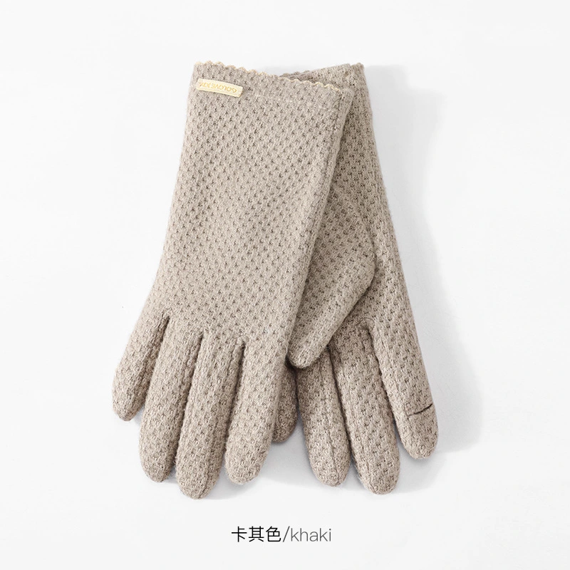 Women&prime;s Wool New Winter Cycling Warm and Fleece Shell Touch Screen Gloves