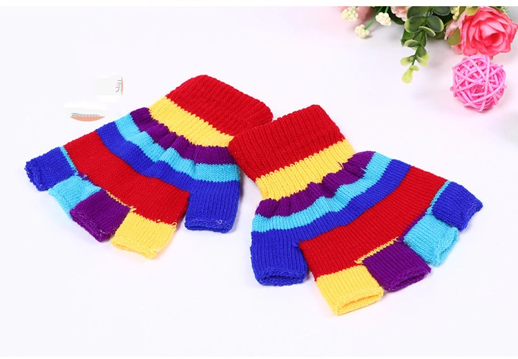 Winter Warm Acrylic Fingerless Half Finger Computer Magic Gloves Student Writing Cheap Low Price Colorful