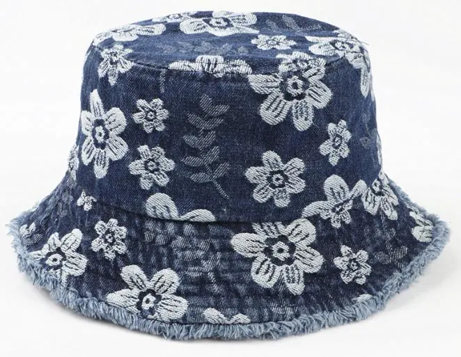 High Quality Denim Jacquard Fabric Four Seasons Universal Flower Pattern Baseball Cap