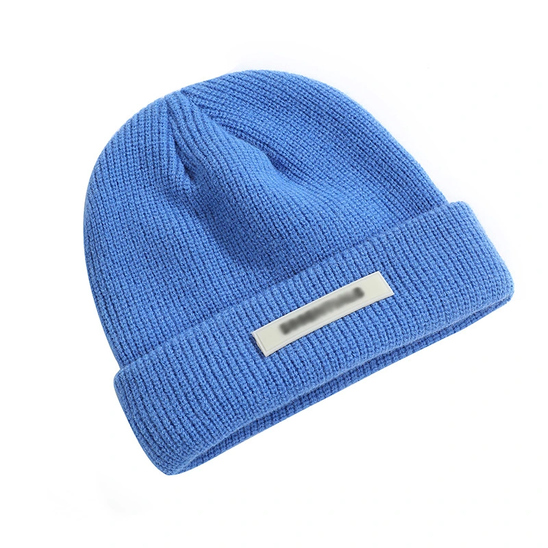 Wholesale Knitted Cap Label Hip-Hop Solid Color Cotton Cap Simple Ear Protection Cap Outdoor Warm Riding Cap Beanie Hats