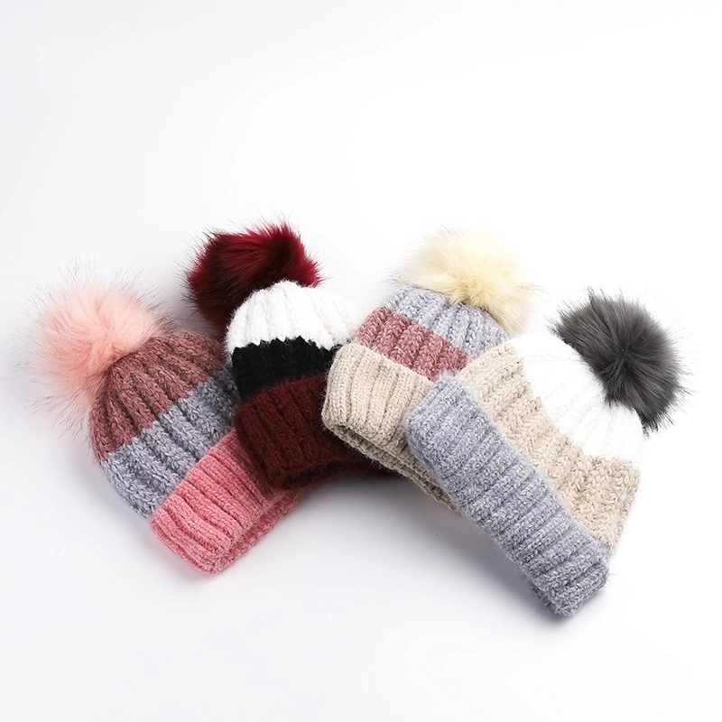 Fashion Ladies Warm Thick Headwear Plain Hat Simple Bobble Hat