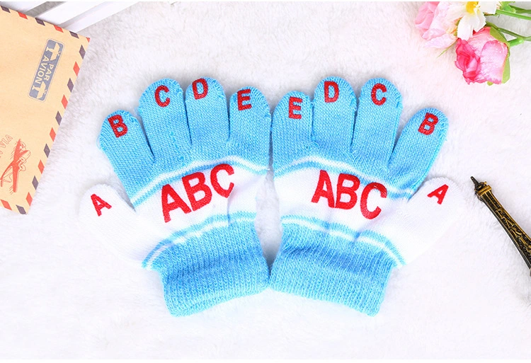 Kids Children Baby Kindergarten Alphabets a B C ABC Knit Magic Gloves Winter Warm