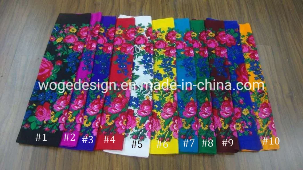 Fashion Yiwu Manufacturers 70*70cm Scarves Wrap Hijab Print Women Acrylic Square Gold Lurex Glitter Muslim Floral Scarf