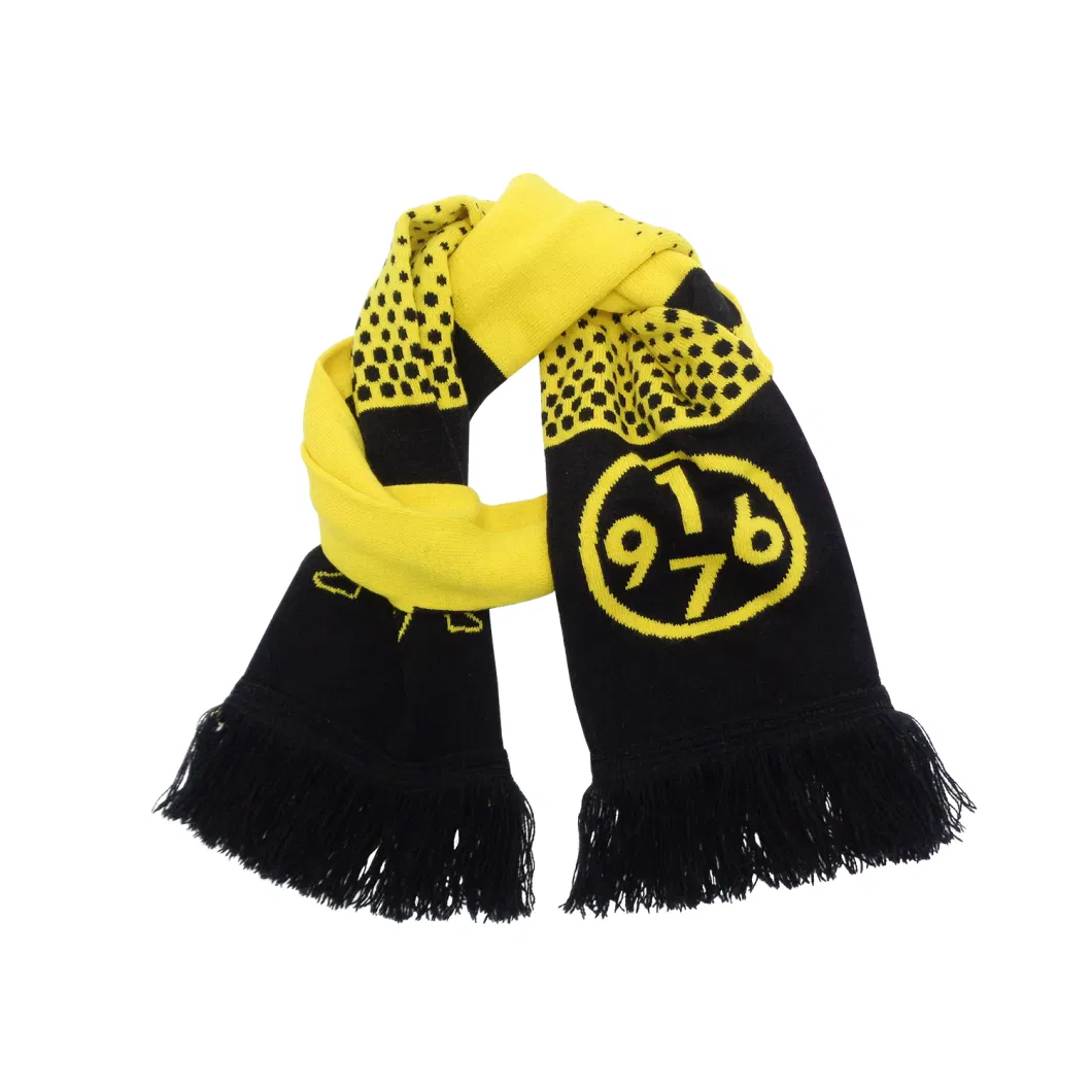 Unisex Customized Jacquard Acrylic Spandex Knitted Sports Soccer Football Fans Scarf