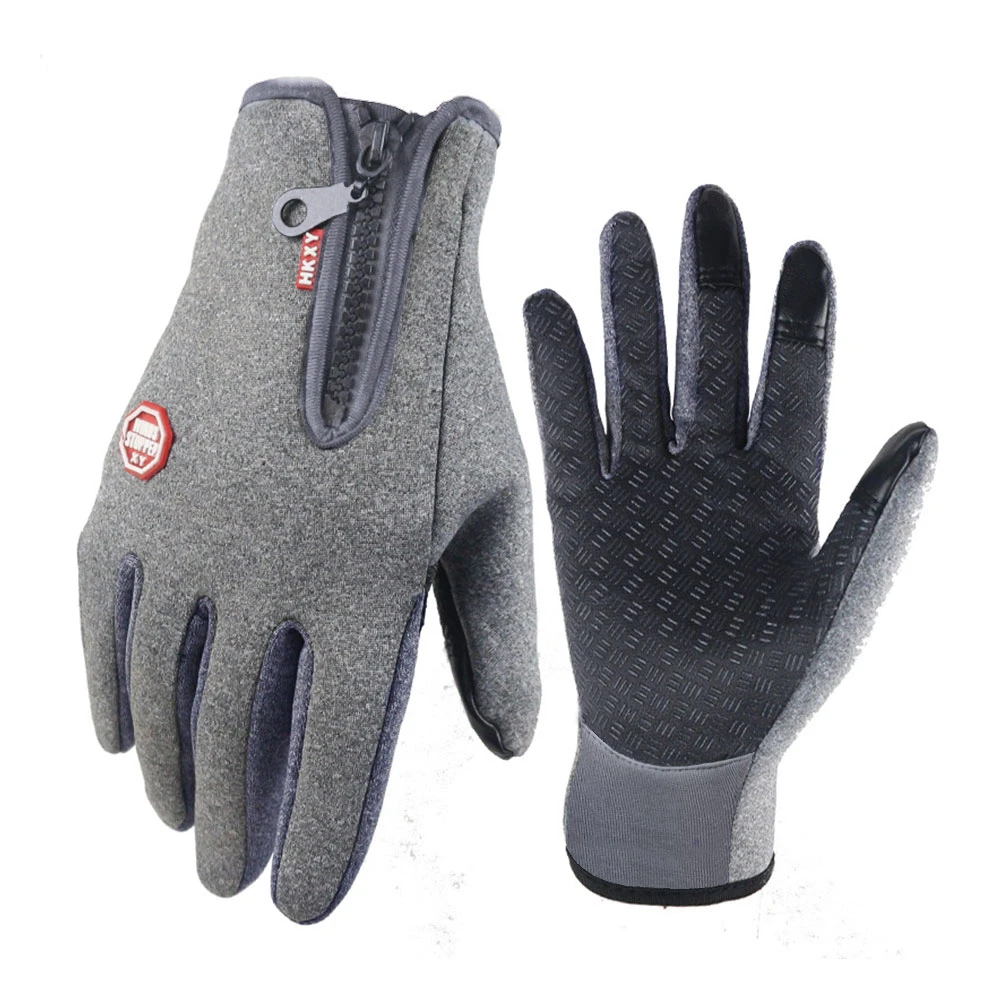 Full Finger Gloves for Running Hiking Climbing Skiing Outdoor Sports Winter Gloves Finger Touch Gloves with Zipper