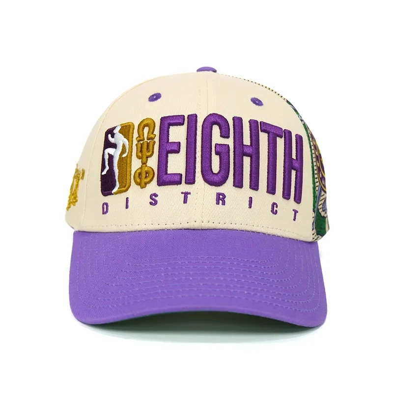 Popular Design Custom 3D Embroidery 6 Panel Hat Printed Personalized Two Tone Baseball Cap