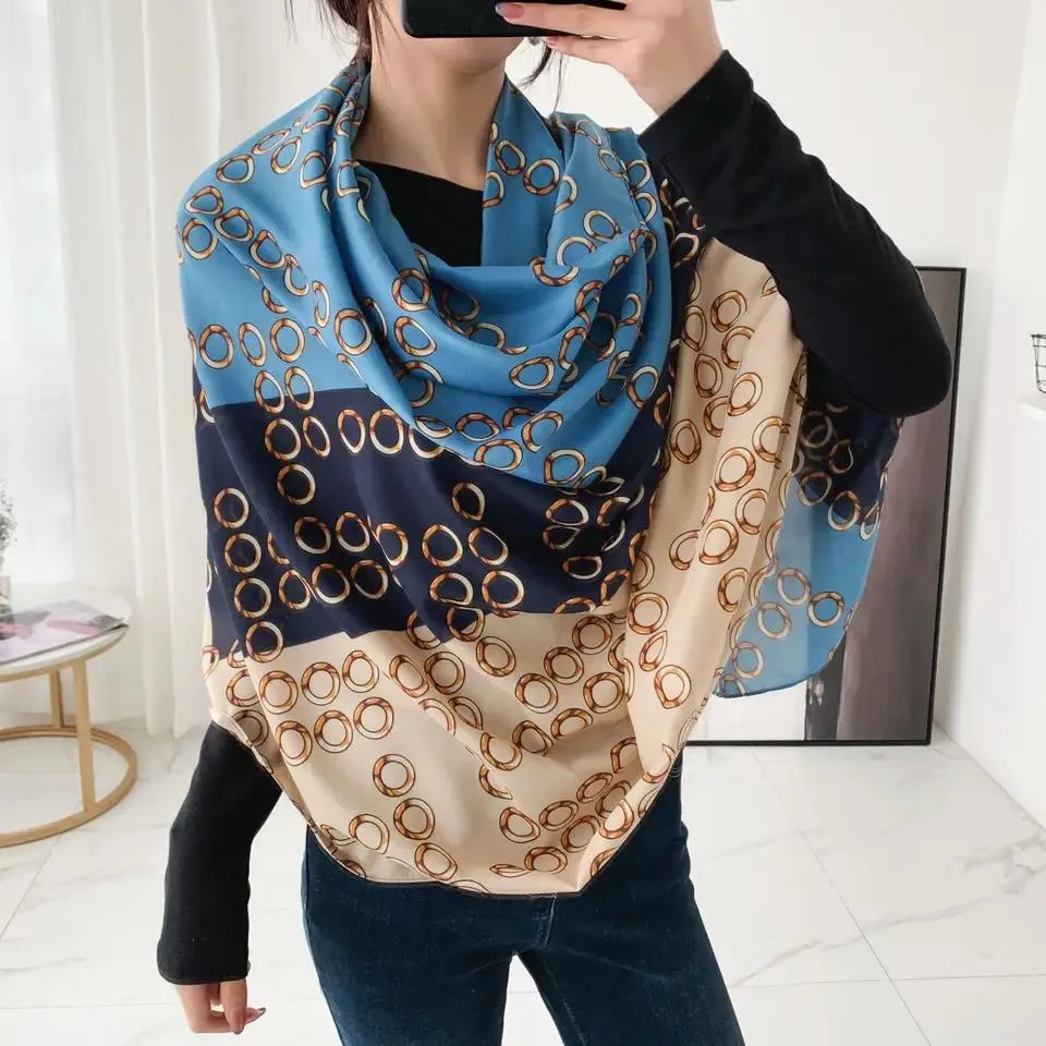 Wholesale Custom Print 180*90cm Women Long Shawl Luxury Silk Scarf