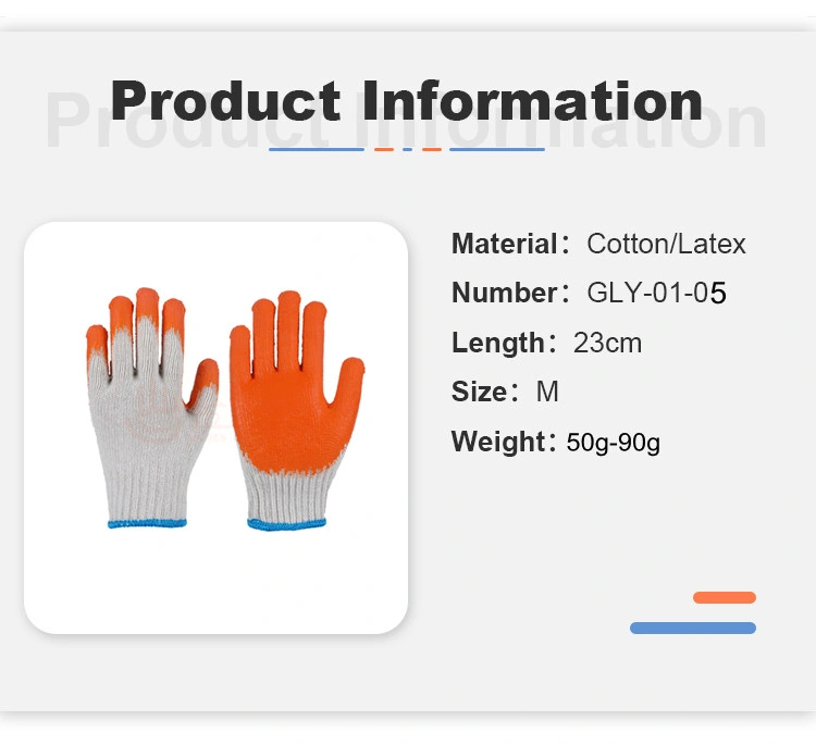 10 Gauge Wholesale Cheap Orange Latex Coated Guantes Knitted Cotton Hand Safety Working Gloves