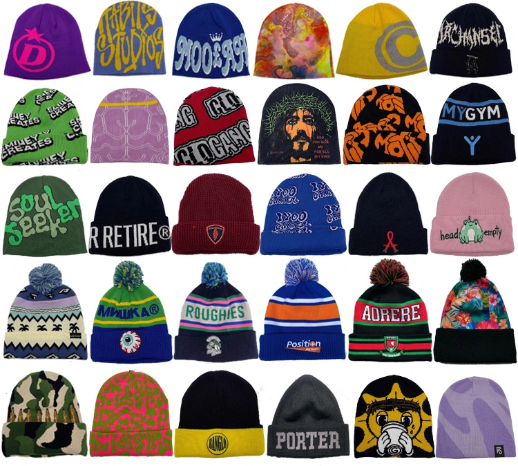Custom Design Team Sports Club Knitted Jacquard Hat Australia Embroidery Football Teams Bobble Beanie Hat