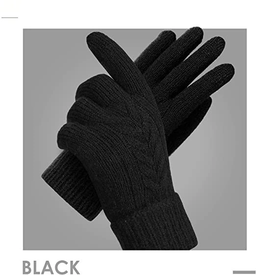 Knitted Acrylic Ladies Jacquard Winter Warm Finger Touch Screen Gloves