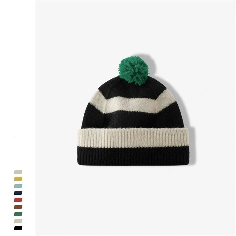 High Quality Colourful Acrylic Knitted POM-POM Winter Beanie Hat