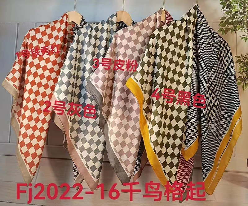 New Arrival Custom Designer Luxury Cotton Linen Scarf 110*110cm