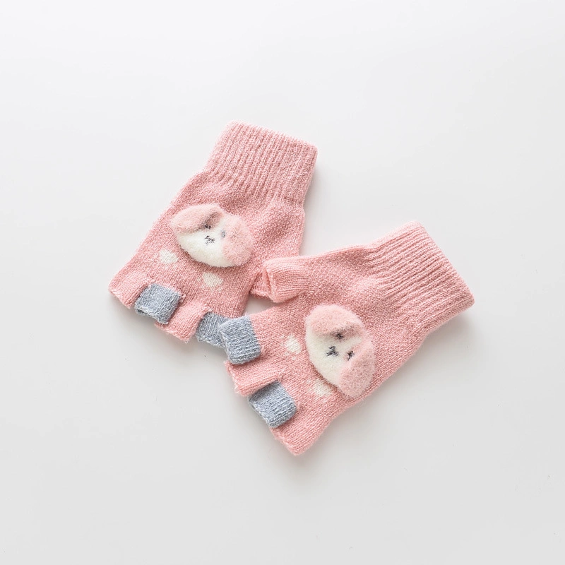 Children Boy and Girl Toddler Baby Cute Five-Finger Split Half-Finger Warm Gloves