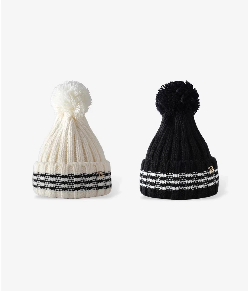 High Quality Winter Ear Warmer Acrylic Knitted POM-POM Beanie Hat