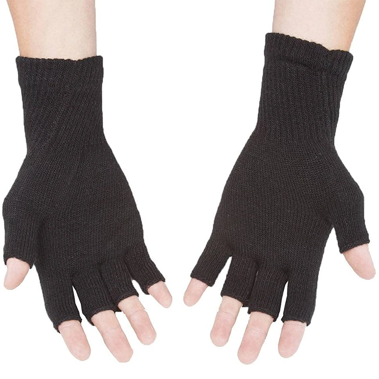 Warm Half Finger Stretchy Knit Fingerless Wool Yarn Acrylic Gloves