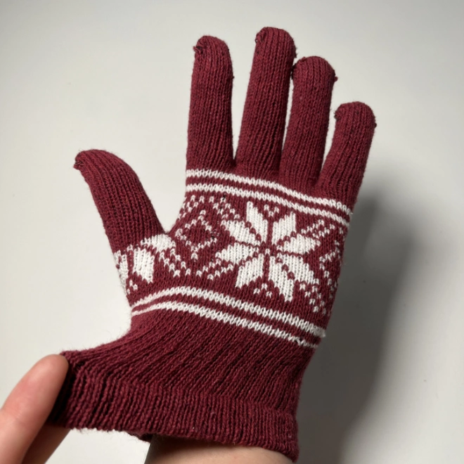 Cheap Christmas Snowflake Winter Magic Gloves Knitted Thermal Cold-Proof Jacquard Recycled Yarn