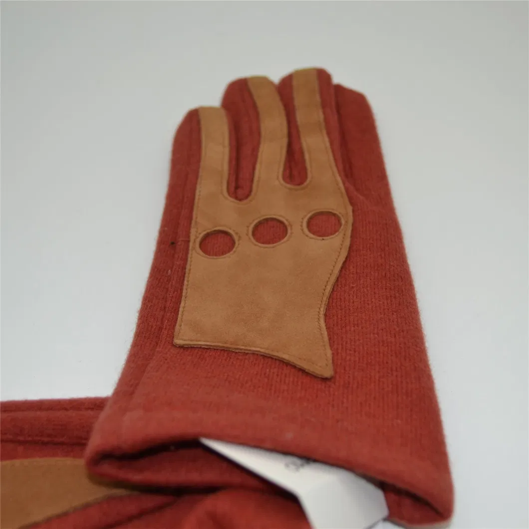 100% Wool Gloves Winter Female Women Velvet Thick Riding Warm Touch-Screen Five Fingers Gloves