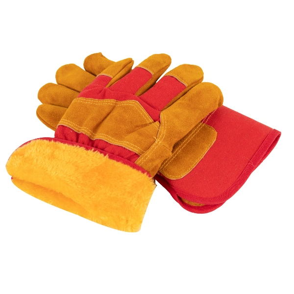 Cowhide Leather Protective Safety Glove with Fully Acrylic Wool Lining for Winter-3082. Al