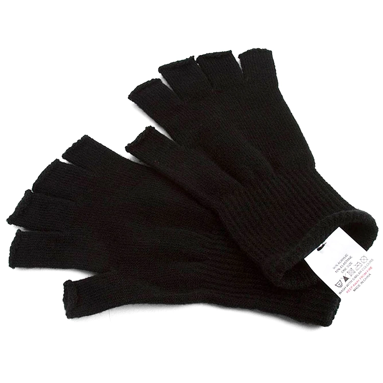 Warm Half Finger Stretchy Knit Fingerless Wool Yarn Acrylic Gloves