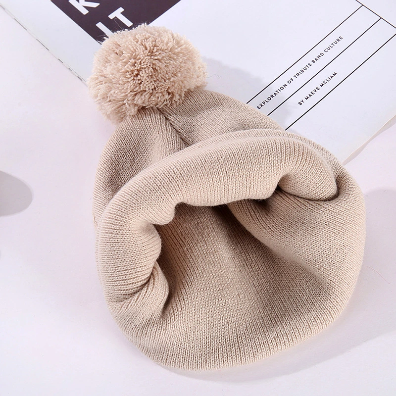 China Factory Solid Plain Acrylic Cap Winter Warm Beanie Hat with POM POM